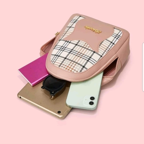 Small Backpack - Plaid and Pink - Picture 3 of 4